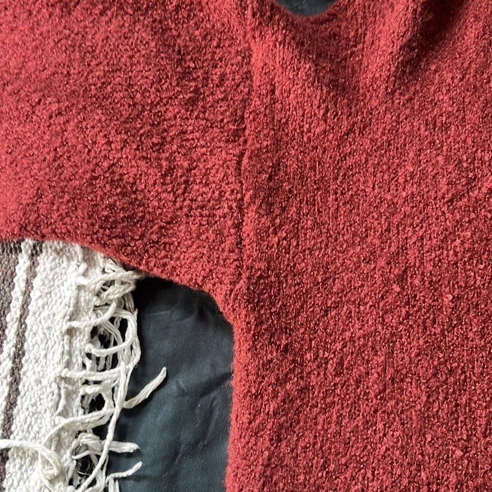 Urban Outfitters Rosie Oversized Chunky V-Neck Sweater Burgundy Wine Red Medium - Picture 8 of 13